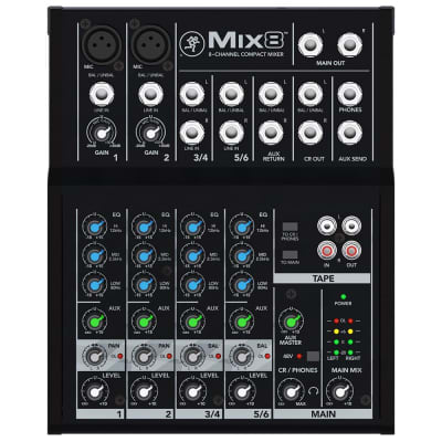 Mackie Mix Series Mix8 8-Channel Compact Mixer and Platinum Bundle with  Dynamic Microphone + Desktop Studio Mic Stand + Headphones + More