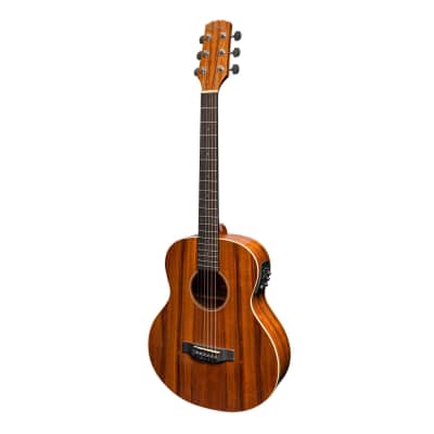 Martinez 'Southern Star Series' Left Handed Koa Solid Top Acoustic-Electric TS-Mini Guitar (Natural Gloss) for sale