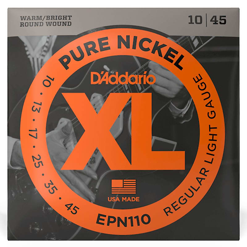 D'Addario EPN110 Pure Nickel Wound Regular Light Electric Strings 10-45 image 1