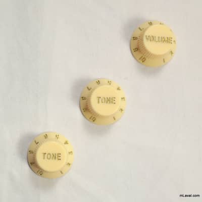 Strat style Guitar Control knobs Set ( 2 Tones, 1 Volume ) ,Cream