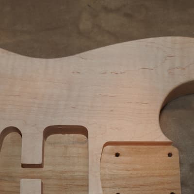 Unfinished Stratocaster Body Book Matched Figured Flame Maple Top 2 Piece Alder Back Chambered, Standard Tele Pickup Routes Arm Contour 3lbs 8.7oz! image 5