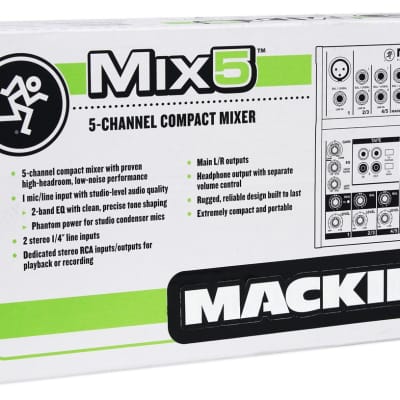 Mackie Mix5 Compact 5-Channel PA Mixer+(3) Microphones+(3) XLR Cables image 6