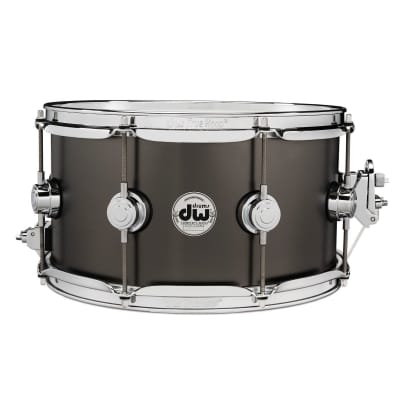 DW Collectors Series Satin Black Brass Snare Drum 13x7 Chrome Hardware image 2