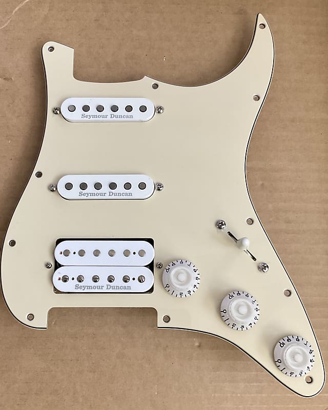 Seymour Duncan Loaded HSS Pre-Wired Pickguard Cream with JB TB-4 Jeff Beck  & SSL-1 Pickups