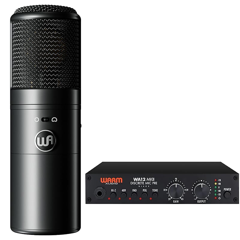 Warm Audio WA-8000 Tube Condenser Microphone & WA12 MKII Black Microphone Preamp image 1