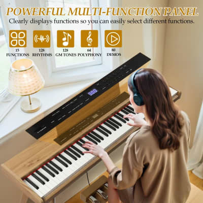 Glarry GPP-203 88 Key Full Size Semi-Weighted Standard Electric Digital Piano with Piano Bench image 3