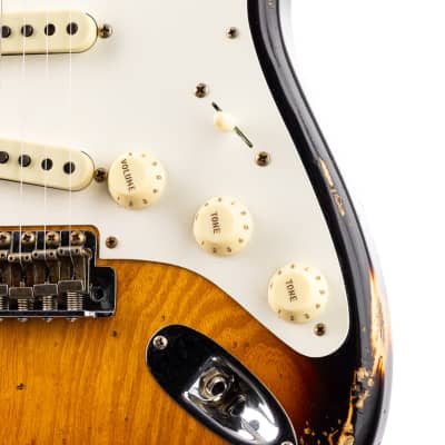 Fender Custom Shop 1957 Stratocaster Heavy Relic, Lark Guitars Custom Run -  2 Tone Sunburst (961) image 8