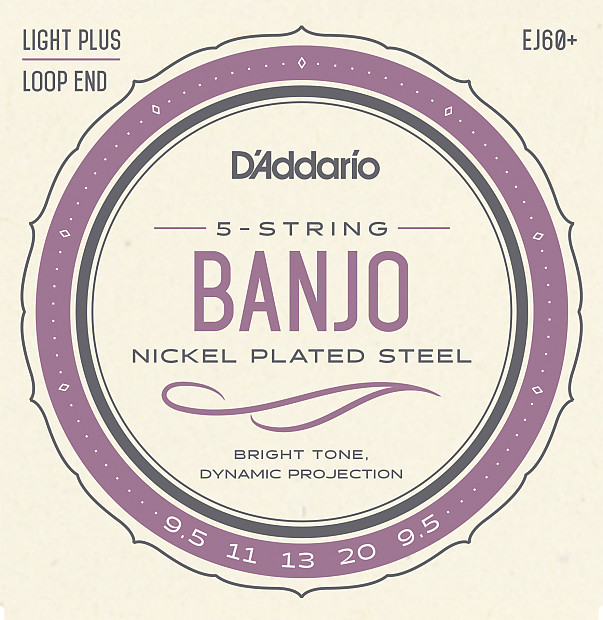 D'Addario EJ60+ 5-String Banjo Strings, Nickel, Light Plus, 9.5-20 image 1