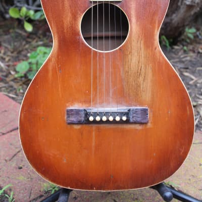 Vintage 1920s-30s May Bell Acoustic Parlor Guitar MOTS Faux Pearl Fretboard Regal Harmony image 3