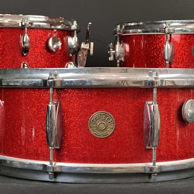 Gretsch Round Badge Red Sparkle snare drum trio 4x14, 5.5x14, 6.5x14 image 3
