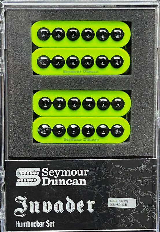 Seymour Duncan Invader 6 String Humbucker Pickup Set In NEON GREEN SH-8b &  SH-8n Neck & Bridge