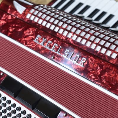 Excelsior Model 1308 41-Key 120-Bass 7-Treble Switch Red Piano Accordion w/Case image 15