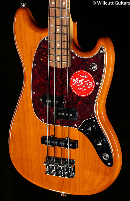 Fender Player Mustang Bass PJ Aged Natural Bass Guitar-MX22081879-7.86 lbs