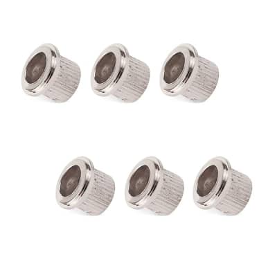 StewMac Vintage-style Tuner Bushings, Round straight, nickel, set of 6 for sale