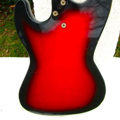 Harmony  Silhouette H-25 Bass Guitar, Late 1960's, USA, Cherryburst, Dearmond Pickup, Caseburst image 12