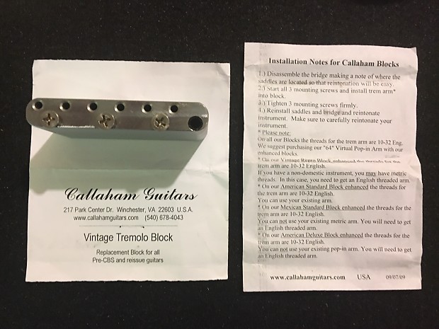 Callaham Vibrato/Tremolo Replacement Block - Vintage image 1