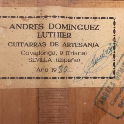 Andres Dominguez flamenco guitar 1980 - full, open and explosive old world flamenco sound! - check video image 11