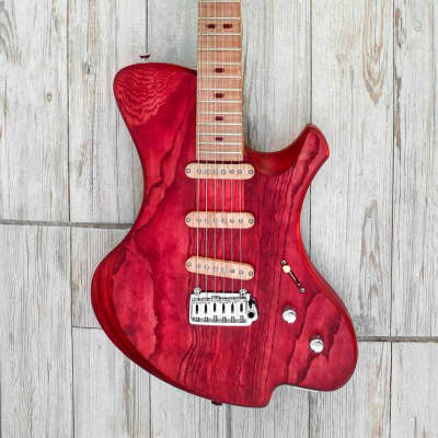 O3 Guitars Xenon NAMM 2024 Intense Red Flamed Birdseye Maple Master Grade Fingerboard for sale