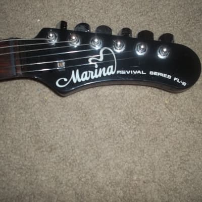 80's Vintage Marina Revival FL-2 Guitar Black image 3