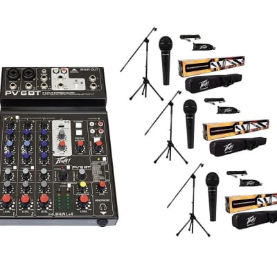 Peavey PV6 6-Channel Compact Stereo Live Sound Microphone/Line Audio Mixer  