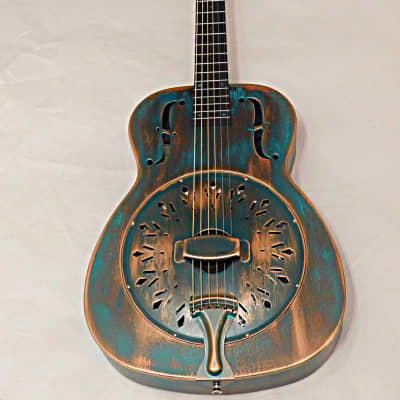 Recording King RM-997-VG Swamp Dog Metal Body Resonator Guitar Style-0  Distressed Vintage Green for sale