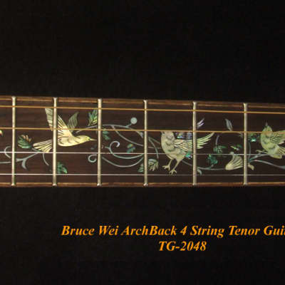 Bruce Wei Curly Spalted Maple, Walnut ARCH-BACK 4 String Tenor Guitar, Vine Inlay TG-2048 image 5