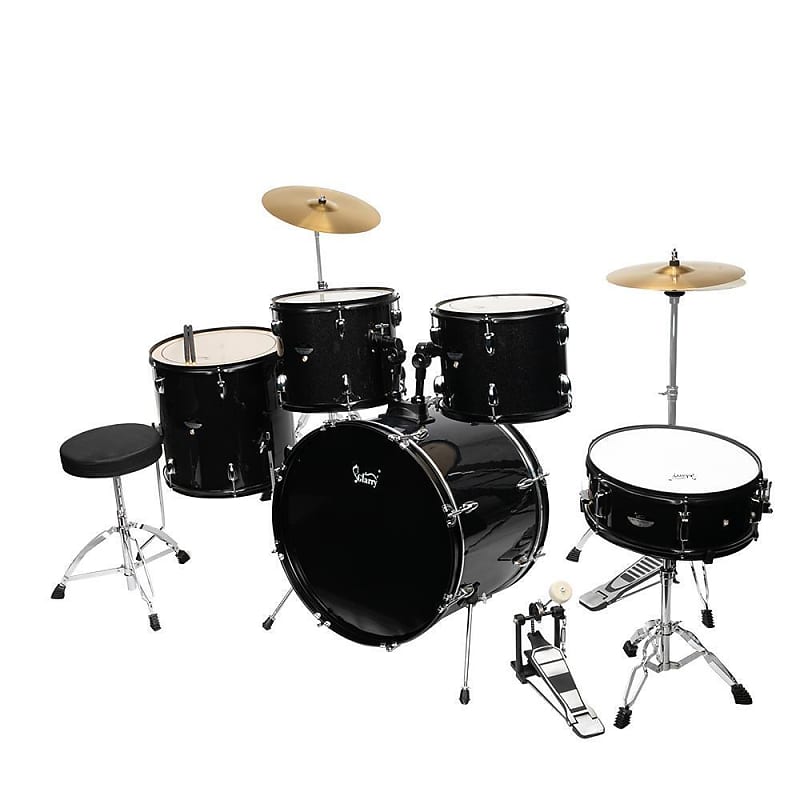 5 Piece Full Size Complete Adult Drum Set Cymbals Kit with Reverb