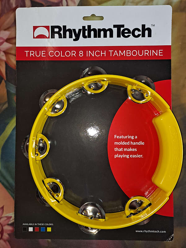 RhythmTech TC4058 True Color 8" Tambourine with Nickel Jingles 2010s - Yellow image 1
