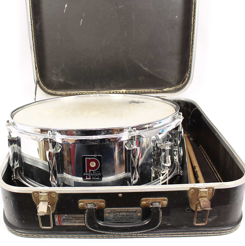 Vintage Premier England 14" x 5" Steel Snare Drum Chrome 8-Lug image 1