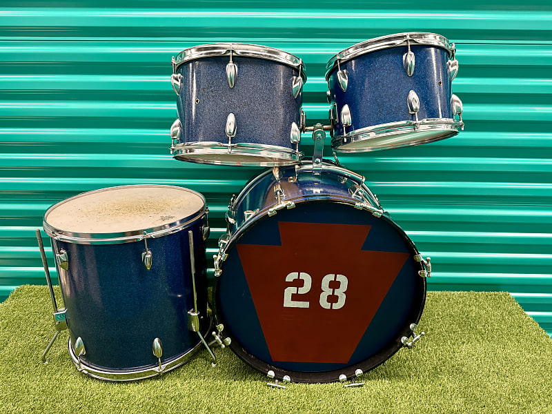 ⚡️Vintage Whitehall 4-Piece Drum Set 20" /12" / 13"/16" Made In Japan -Blue Sparkle⚡️ image 1