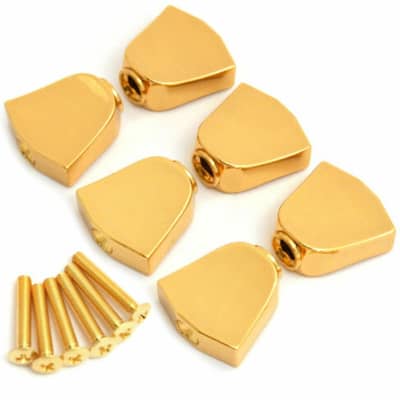NEW (6) Keystone Buttons w/ Screws for Grover Rotomatic Tuners Keys - GOLD