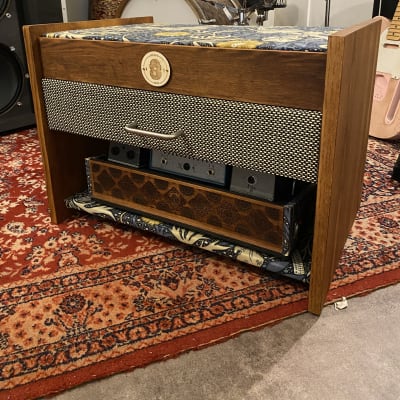 Heavy Seas Amp Riser/ Pedalboard storage for studio - Golden Ash / Sea Weed Morris Fabric image 4