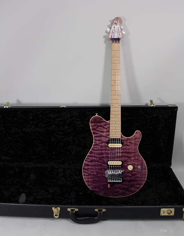 2011 Ernie Ball Music Man Axis Quilt Top Trans Purple Finish Electric Guitar w/HSC image 1