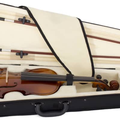 Cecilio CVN-320L Solidwood Ebony Fitted LEFT-HANDED Violin with D'Addario Prelude Strings, Size 4/4 (Full Size) image 3