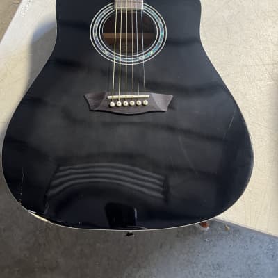 Washburn WA90CE Dreadnought Acoustic-Electric Guitar, u fix it, damaged - black image 1