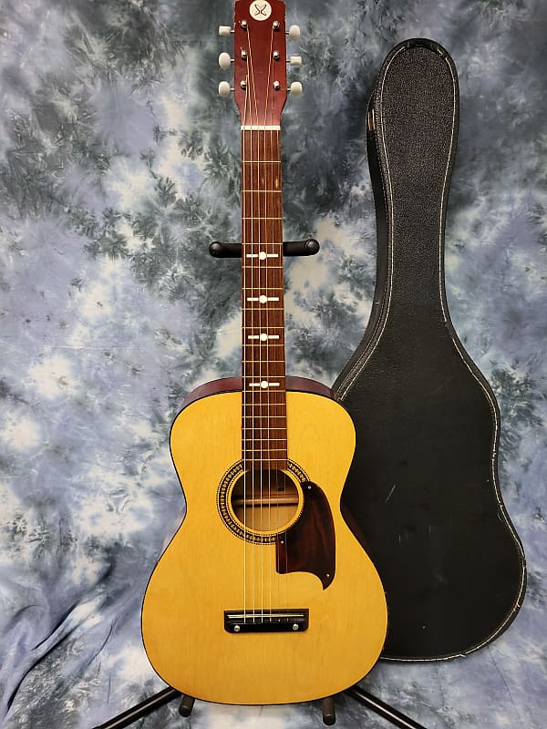 Vintage 1970 Sears and Roebuck by Harmony Atomic Logo Stella 3/4 Student  Parlor Guitar New Strings Blond Original Soft Shell Case