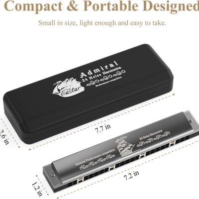 Admiral 24 Holes Harmonica, Key of C Tremolo Harmonica for