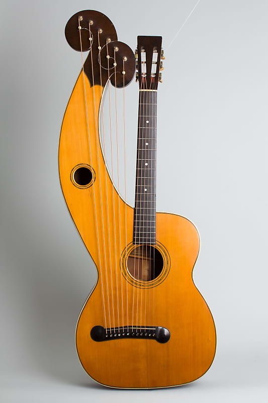 Dyer Symphony Style 5 Harp Guitar,  made by Larson Brothers (1914), ser. #782, black hard shell case. image 1
