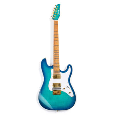 Jamstik Jamstik Deluxe MIDI Guitar - Blue - B-Stock 2024 - Blue Flamed Maple Veneer with Transparent Finish for sale