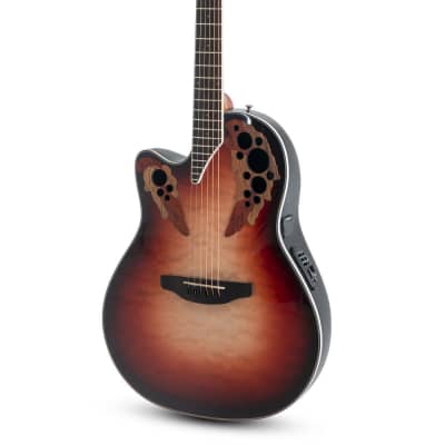 Ovation Mid-Depth Left Hand Acoustic Electric Guitar - Ruby Red Burst for sale