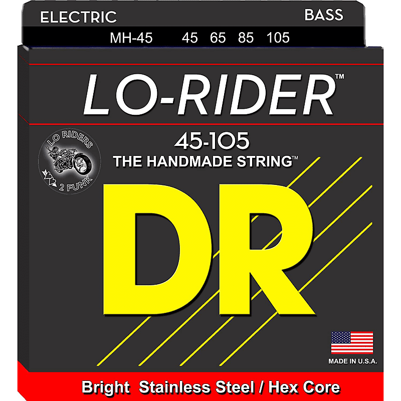 DR Strings Lo-Rider Stainless Steel Bass Strings: Medium 45-105 image 1