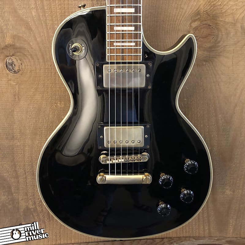Burny Les Paul Custom Copy Vintage Sinclecut Electric Guitar Black image 1