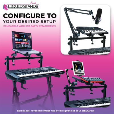 Liquid Stands 2 Tier Keyboard Stand Attachment - Adjustable Electric Digital Piano Stand for 54 - 88 Key Music Keyboards & Synths - Double Stand Extender for Square Tube Z Style Stands image 4