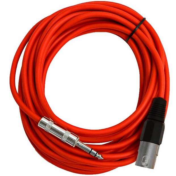 Seismic Audio SATRXL-M25RED XLR Male to 1/4" TRS Male Patch Cable - 25' image 1