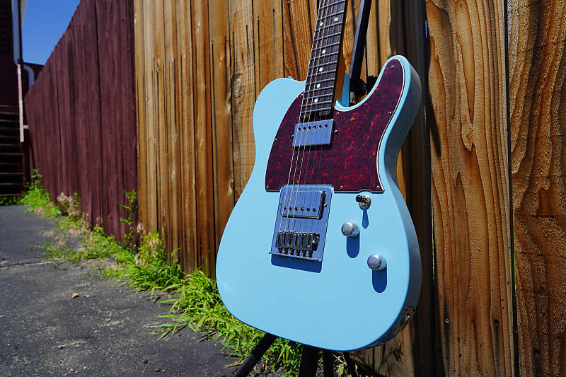 Schecter USA CUSTOM SHOP PT Custom Wembley Daphne Blue Aged Nitro 6 String Electric Guitar w Black Tweed Case 2023