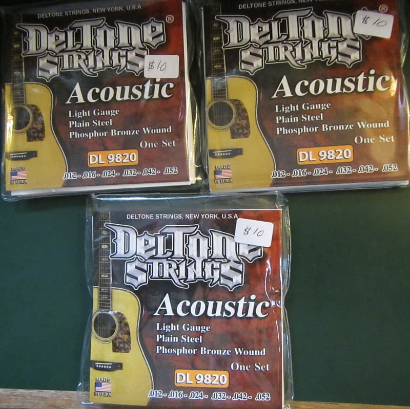 3 SETS of Deltone Acoustic guitar Strings 2010 s DL9820 Reverb