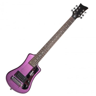 Hofner HOF-HCT-SH-PU-O Shorty Electric Travel Guitar - Metallic Purple - with Gig Bag image 3
