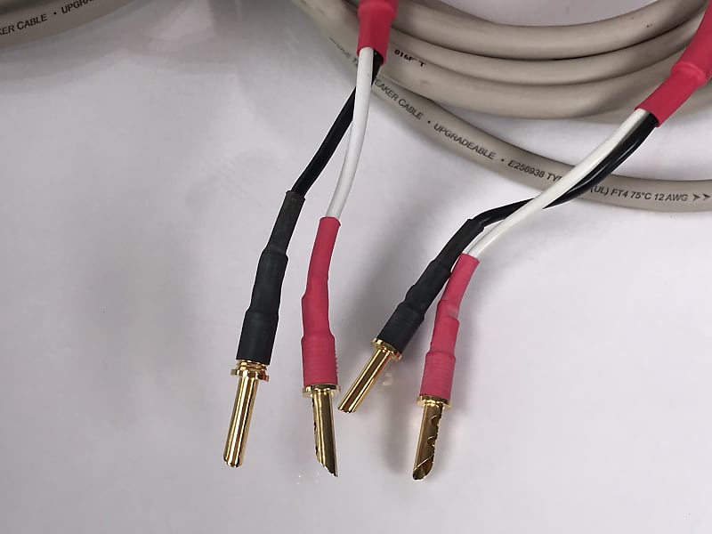 Transparent 12-2 Speaker Cable 2x12.5ft 12AWG Banana Terminations (Pair)