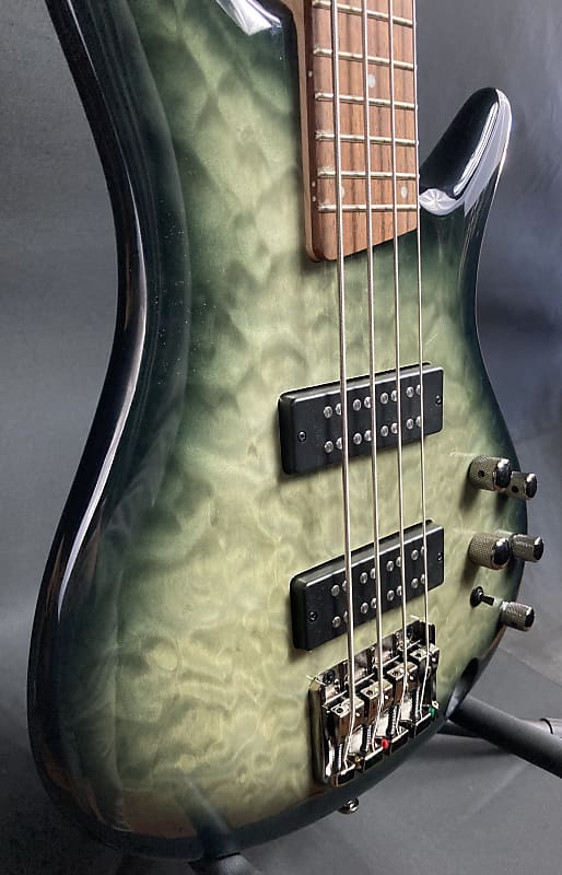 Ibanez SR400EQM 4-String Electric Bass Guitar Quilted Green Burst