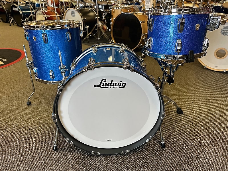 Ludwig Classic Maple 3pc Shell Pack In Blue Sparkle Reverb